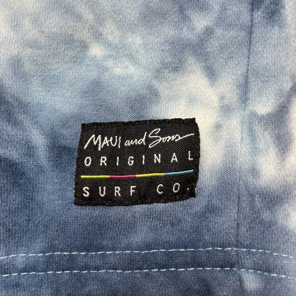 Maui and Sons Surf Co Sweat Shorts Mens L Blue Fleece Tie Dye Drawstring Pockets - Picture 6 of 9